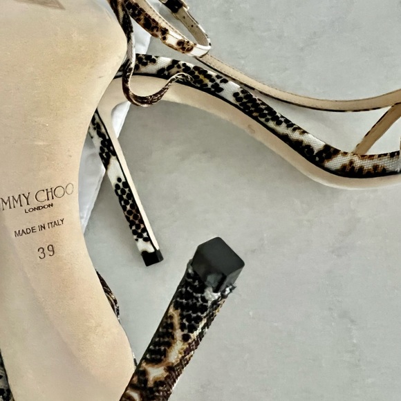 ♦️SOLD♦️Jimmy Choo Tesca 100 Snakeskin-Print Sandals EU39/US8 - Picture 6 of 6